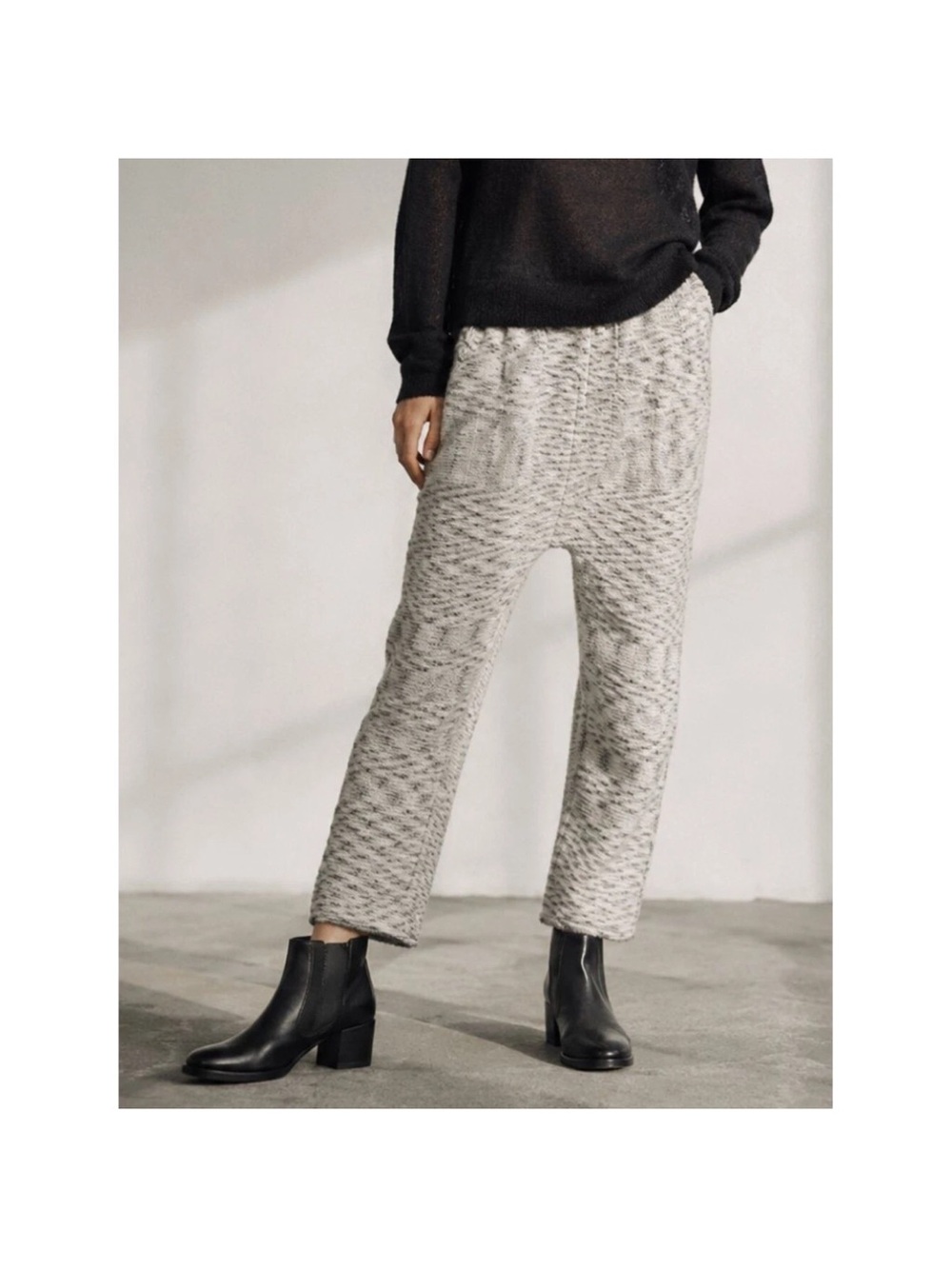 Lauren Manoogian Arch Knit Pants Alpaca Grey White Medium